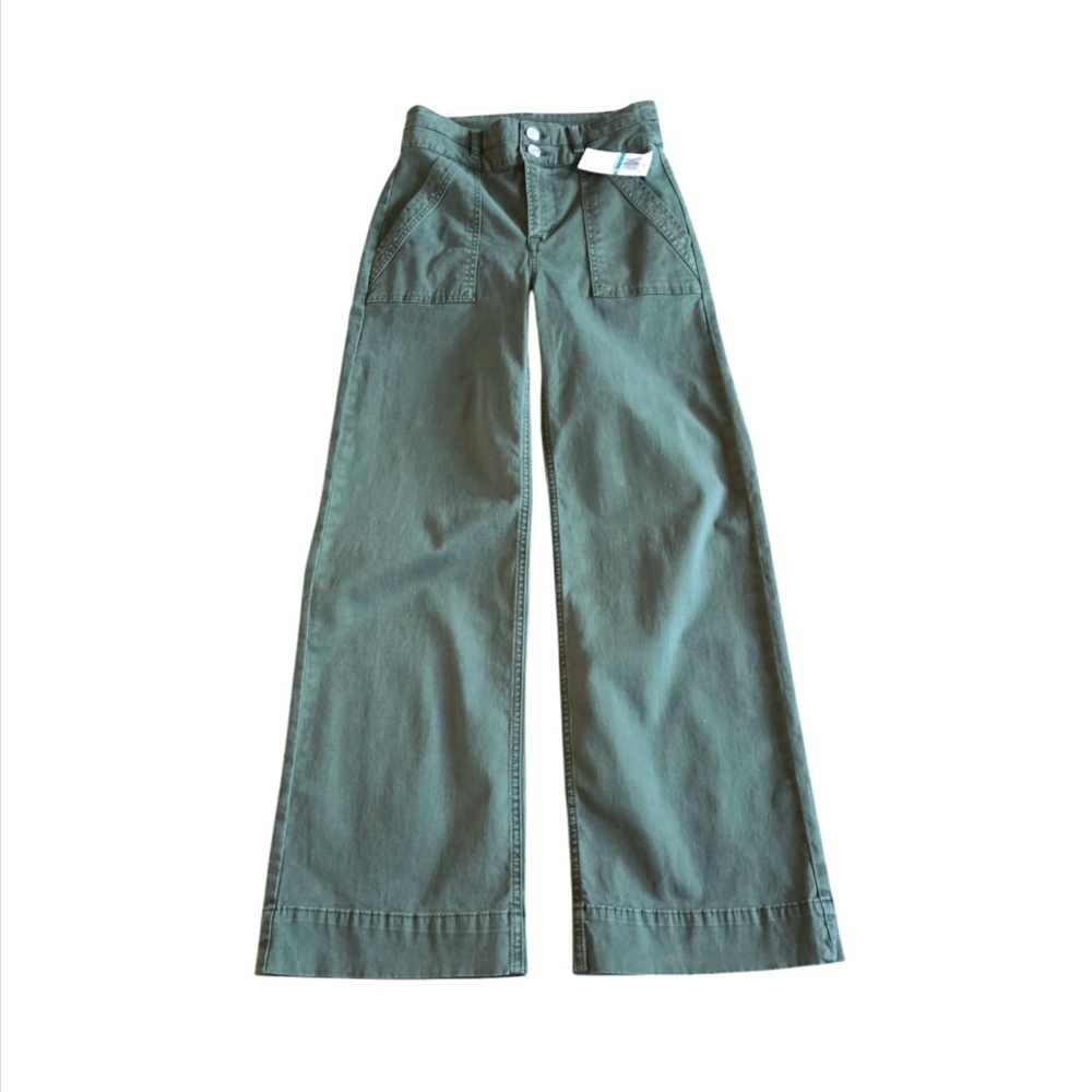 Frame Women's Double Waistband Slim Palazzo Wide Washed Surplus Pants Size 25 - Picture 3 of 12